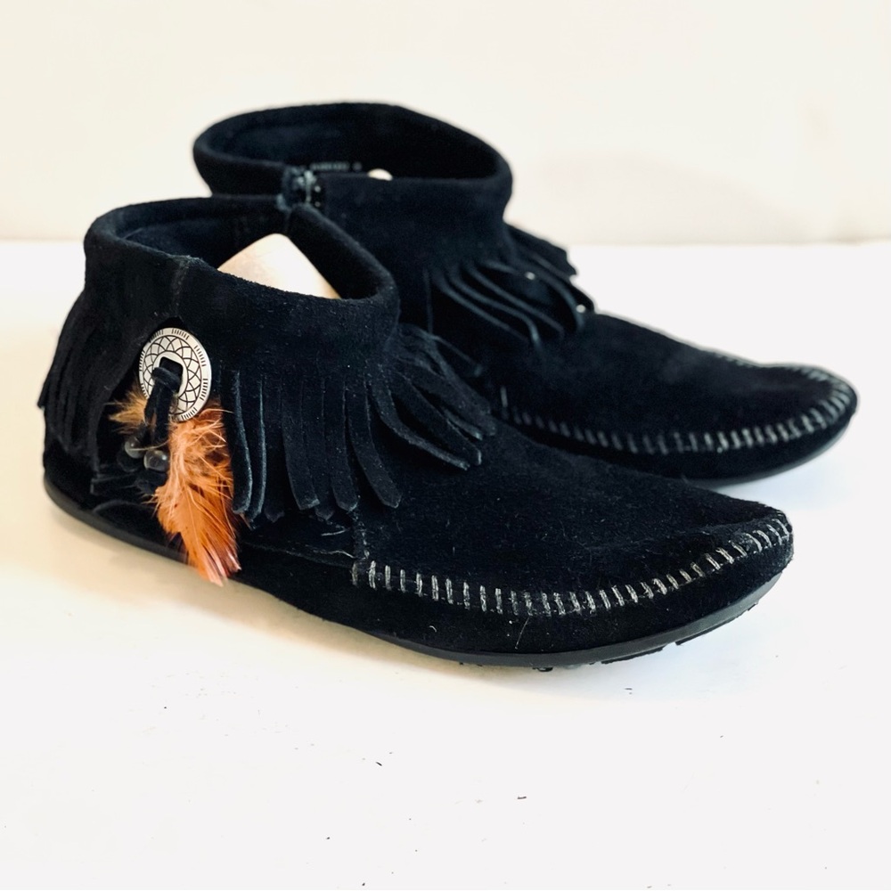 Black Fringe Moccasin Shoes